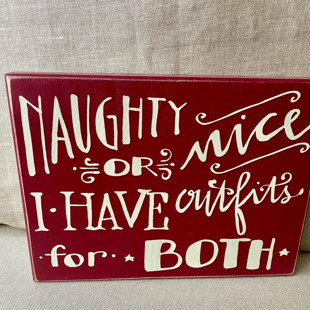 Festive Red Holiday Sign - Naughty or Nice